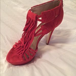 Sexy Red Fringe Suede heels - size 9